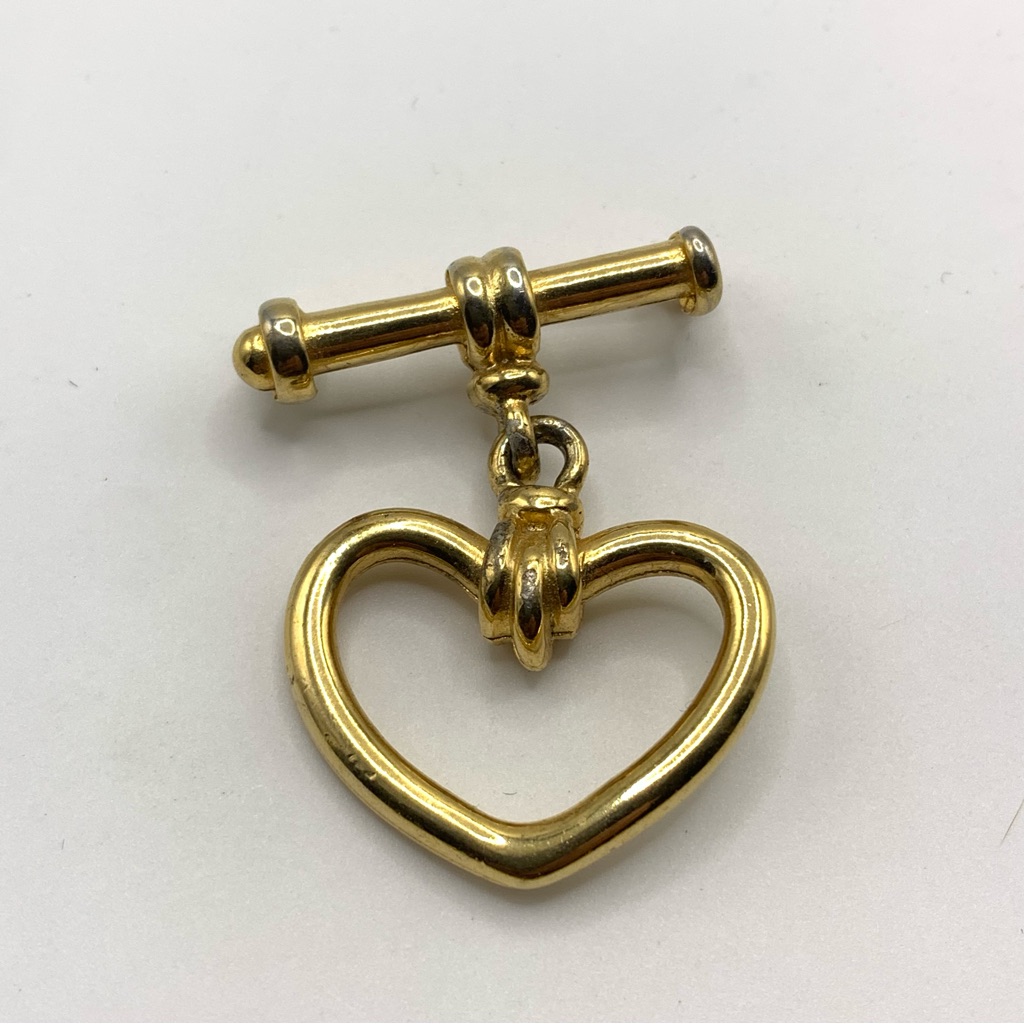 Vintage Erwin Pearl Bar Gold Tone Dangle Heart Charm Brooch 18$